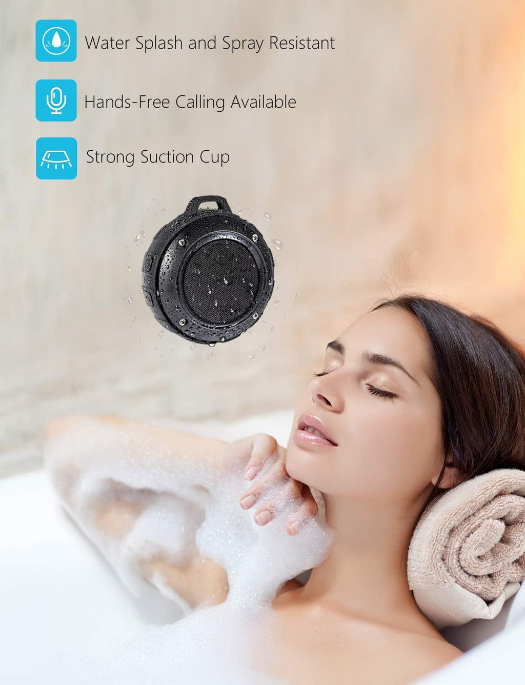 Kunodi Outdoor Waterproof Bluetooth Speaker, Wireless Portable Shower Travel Bike Speaker with Subwoofer, Enhanced Bass, Built in Mic for Bicycle Riding, Sports, Pool, Beach, Hiking (Black & Bracket)