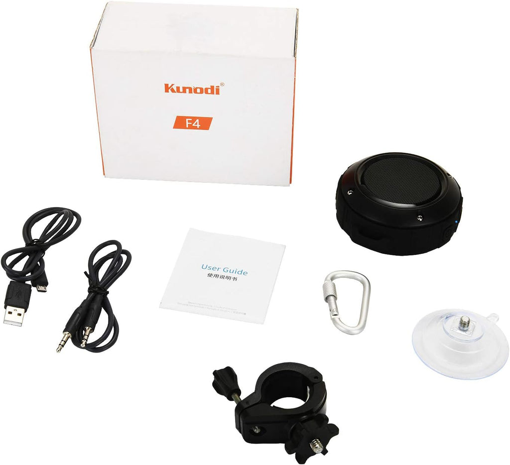 Kunodi Outdoor Waterproof Bluetooth Speaker, Wireless Portable Shower Travel Bike Speaker with Subwoofer, Enhanced Bass, Built in Mic for Bicycle Riding, Sports, Pool, Beach, Hiking (Black & Bracket)