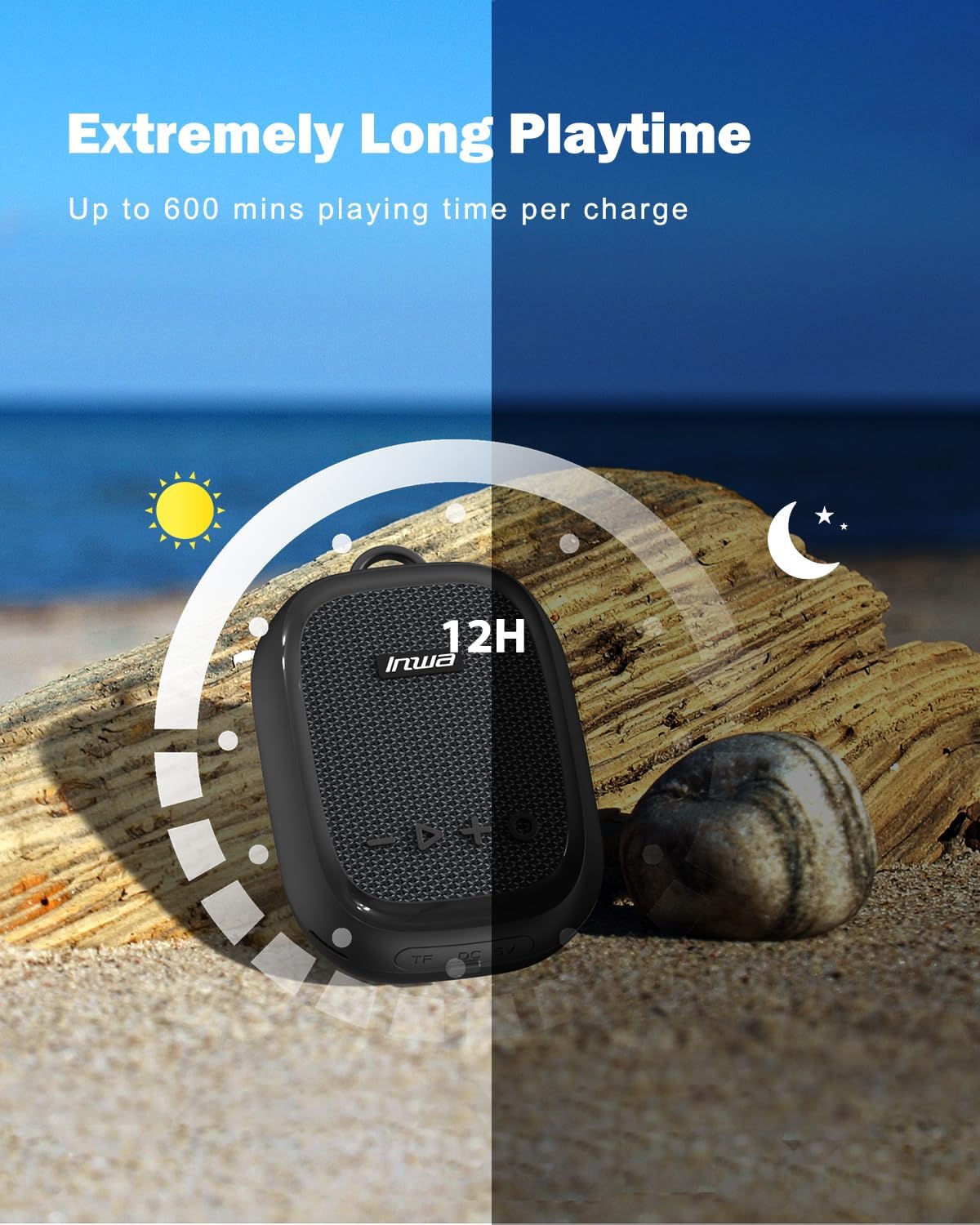 Inwa Portable Bluetooth Speaker for Bike, IP67 Waterproof Wireless Traveling Bicycle Speakers, TWS Mini Outdoor Speaker, Built in Mic for Bicycle Riding, Showering, Hiking, Pool, Beach, Golfing(Black)