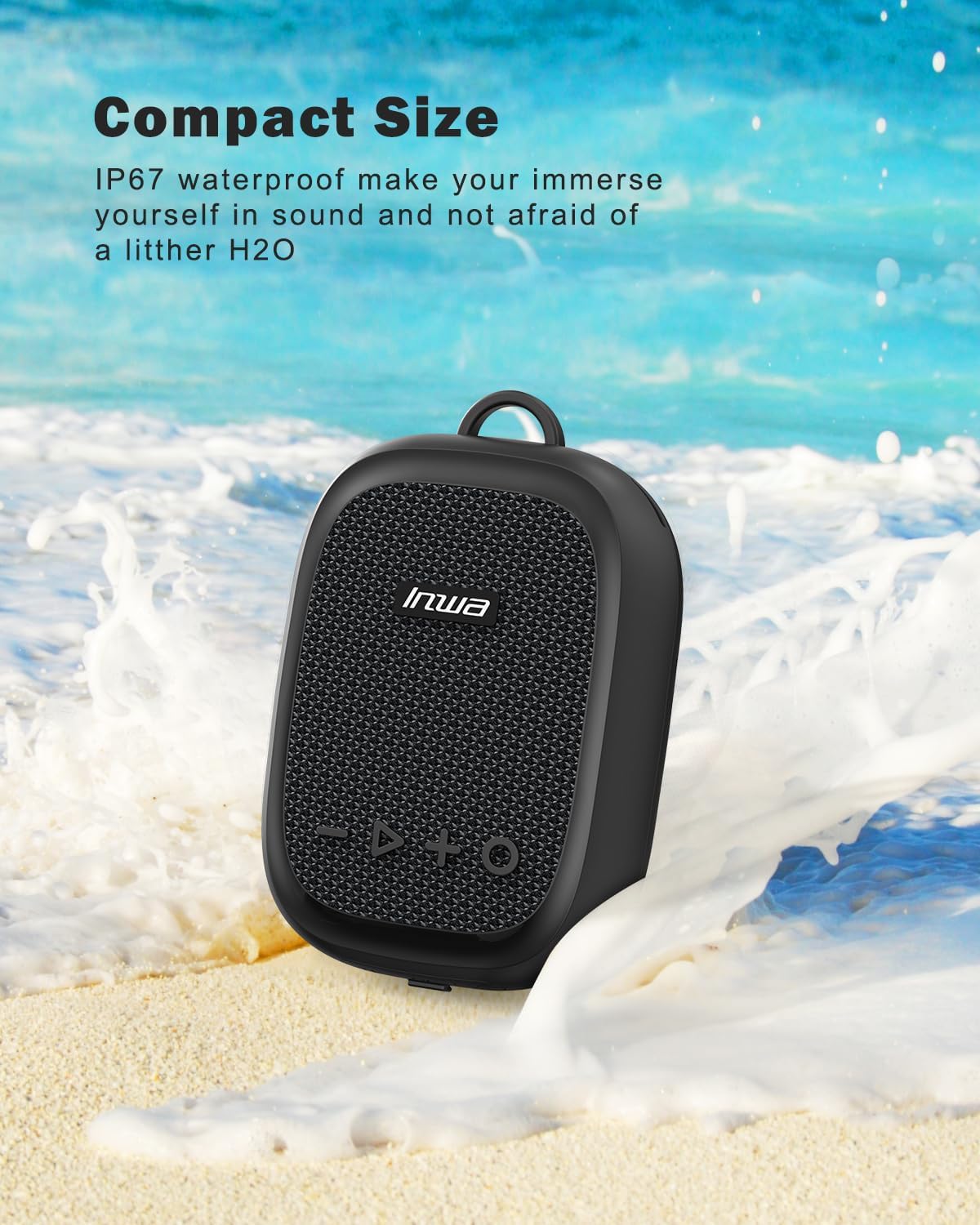 Inwa Portable Bluetooth Speaker for Bike, IP67 Waterproof Wireless Traveling Bicycle Speakers, TWS Mini Outdoor Speaker, Built in Mic for Bicycle Riding, Showering, Hiking, Pool, Beach, Golfing(Black)