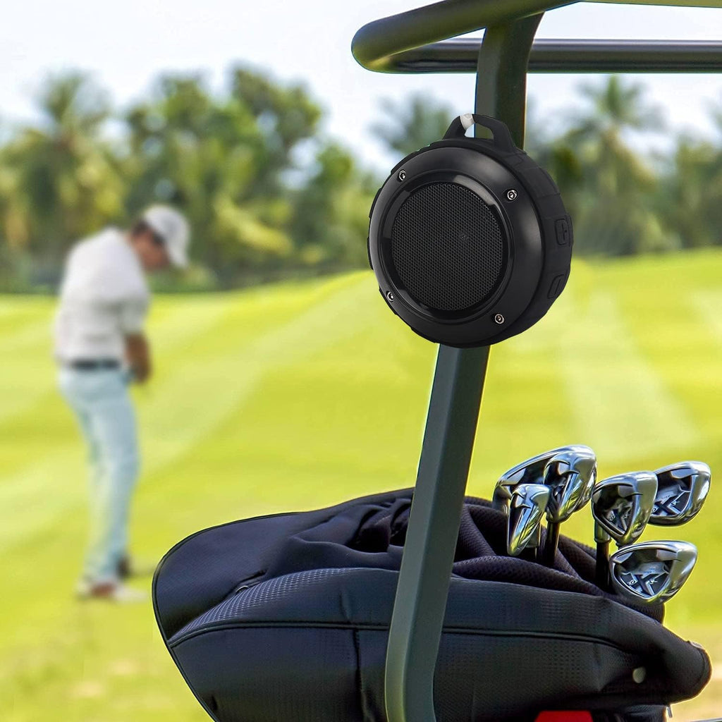 Kunodi Outdoor Waterproof Bluetooth Speaker, Wireless Portable Shower Travel Bike Speaker with Subwoofer, Enhanced Bass, Built in Mic for Bicycle Riding, Sports, Pool, Beach, Hiking (Black & Bracket)