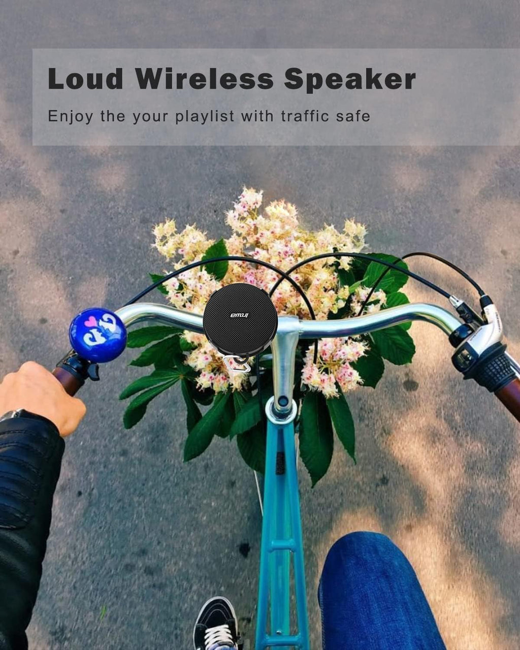 Inwa Bluetooth Bicycle Speakers with TF Card Mode, Waterproof Wireless Portable Traveling Bike Speaker, Built in Mic for Bicycle Riding, Showering, Hiking, Pool, Beach, Golfing(Black)