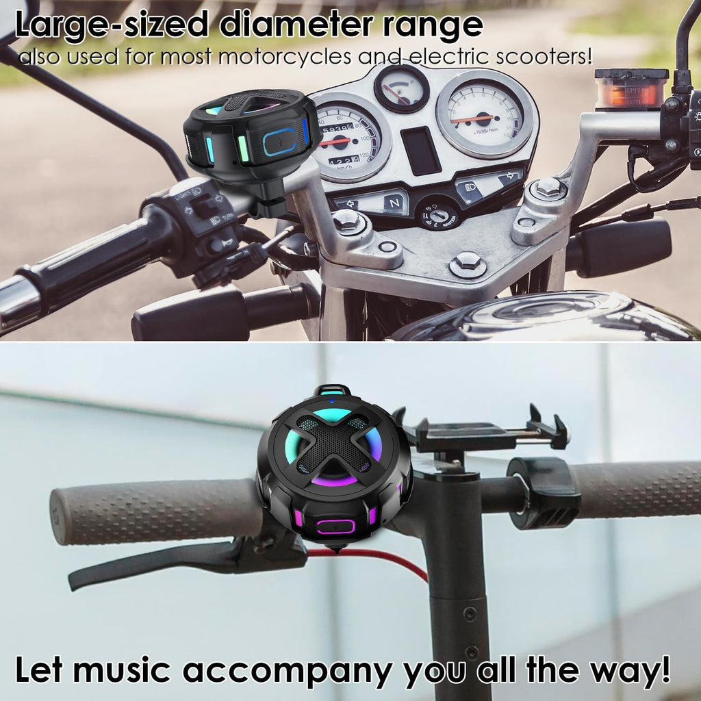 Upgraded, Pro Bike Speaker, with Pro Handlebar Mount, Bluetooth V5.4, IPX7 Waterproof, Silicone Case, Broadcast Navigation,10W Bassup, 15-24H Playtime, Hook, Bicycle, Motorcycle, Bike Accessories