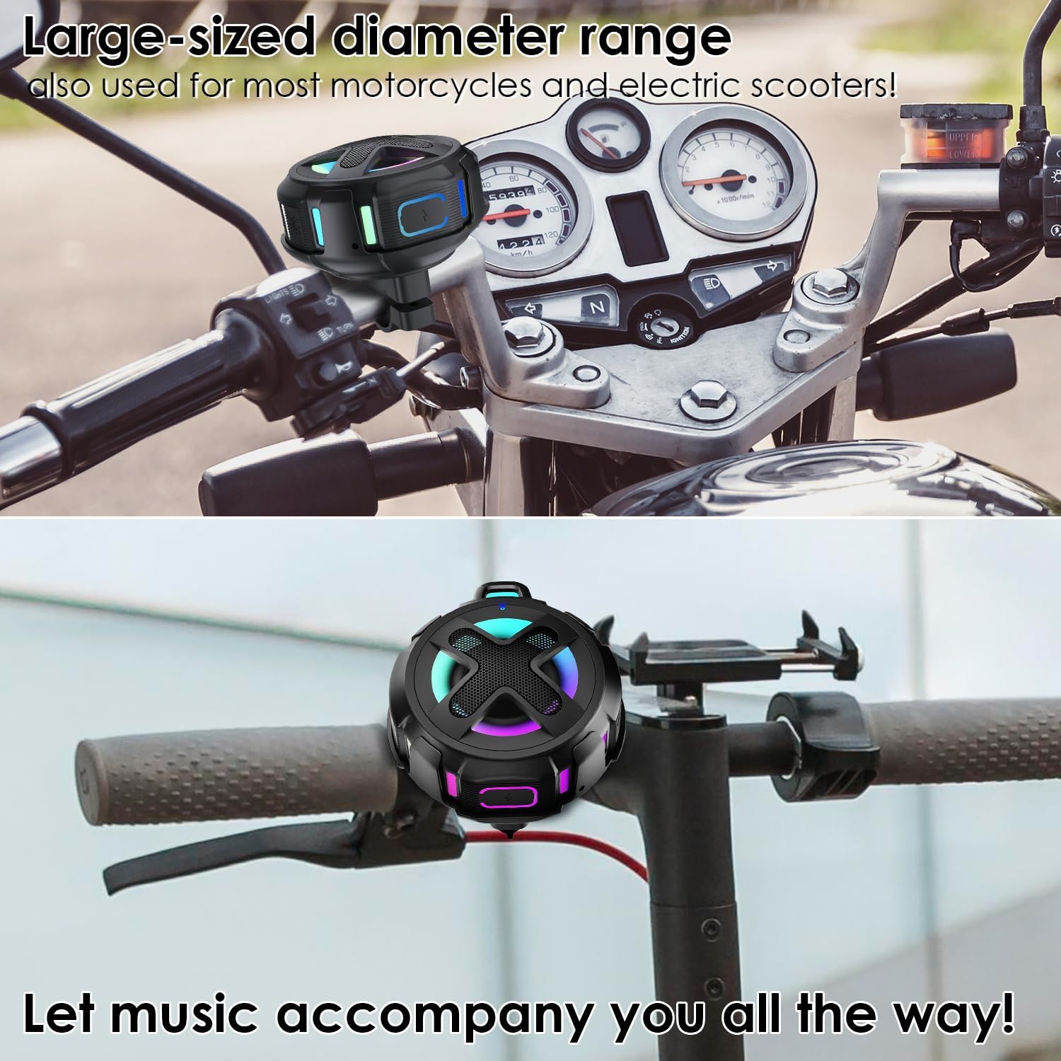 Upgraded, Pro Bike Speaker, with Pro Handlebar Mount, Bluetooth V5.4, IPX7 Waterproof, Silicone Case, Broadcast Navigation,10W Bassup, 15-24H Playtime, Hook, Bicycle, Motorcycle, Bike Accessories
