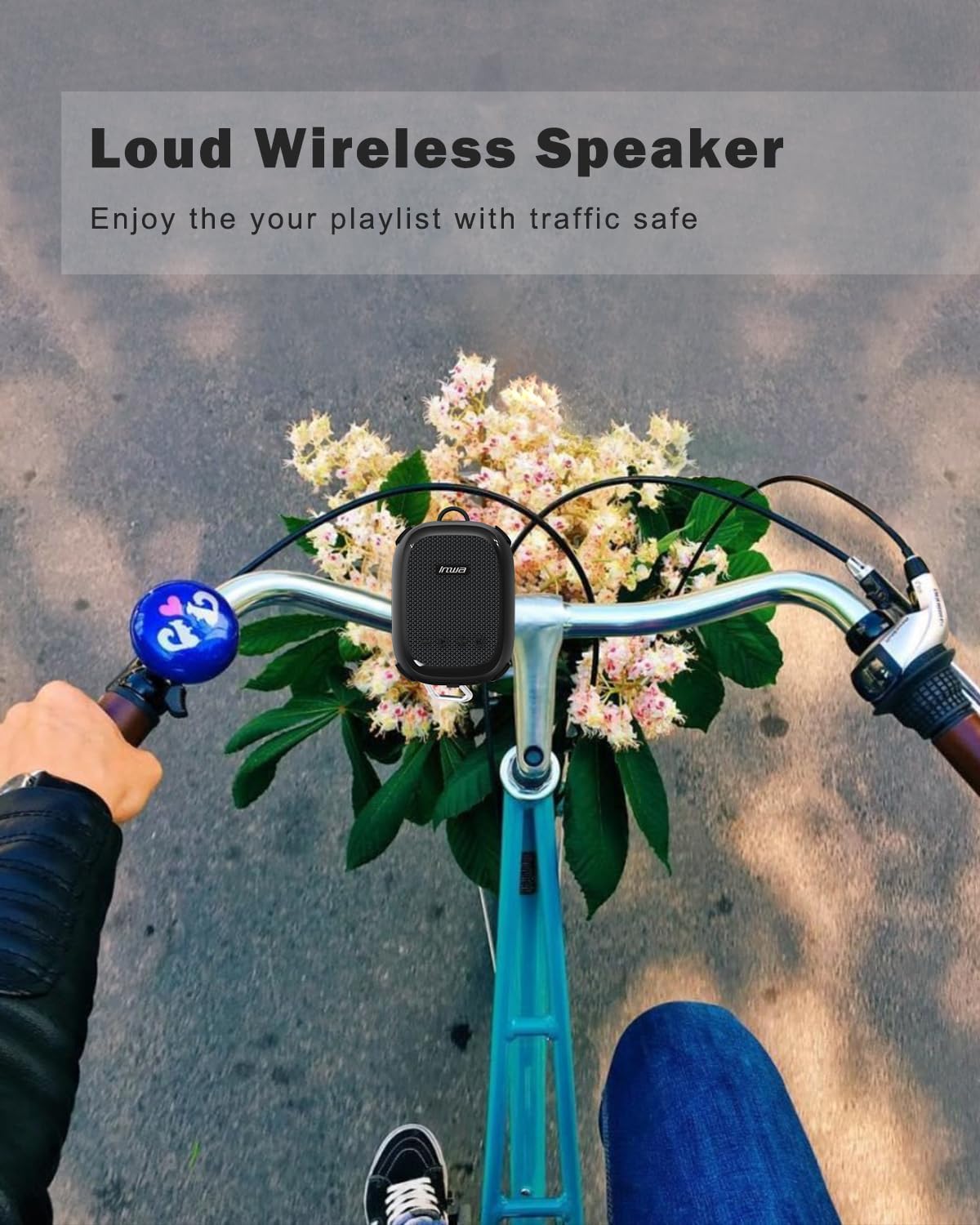 Inwa Portable Bluetooth Speaker for Bike, IP67 Waterproof Wireless Traveling Bicycle Speakers, TWS Mini Outdoor Speaker, Built in Mic for Bicycle Riding, Showering, Hiking, Pool, Beach, Golfing(Black)