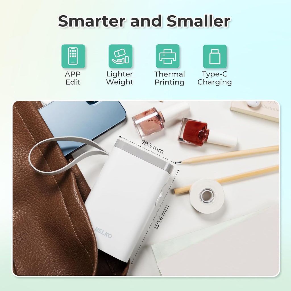 Nelko Label Maker Machine with Tape, P21 Bluetooth Label Printer, Wireless Mini Label Makers with Multiple Templates for School Office Home, White