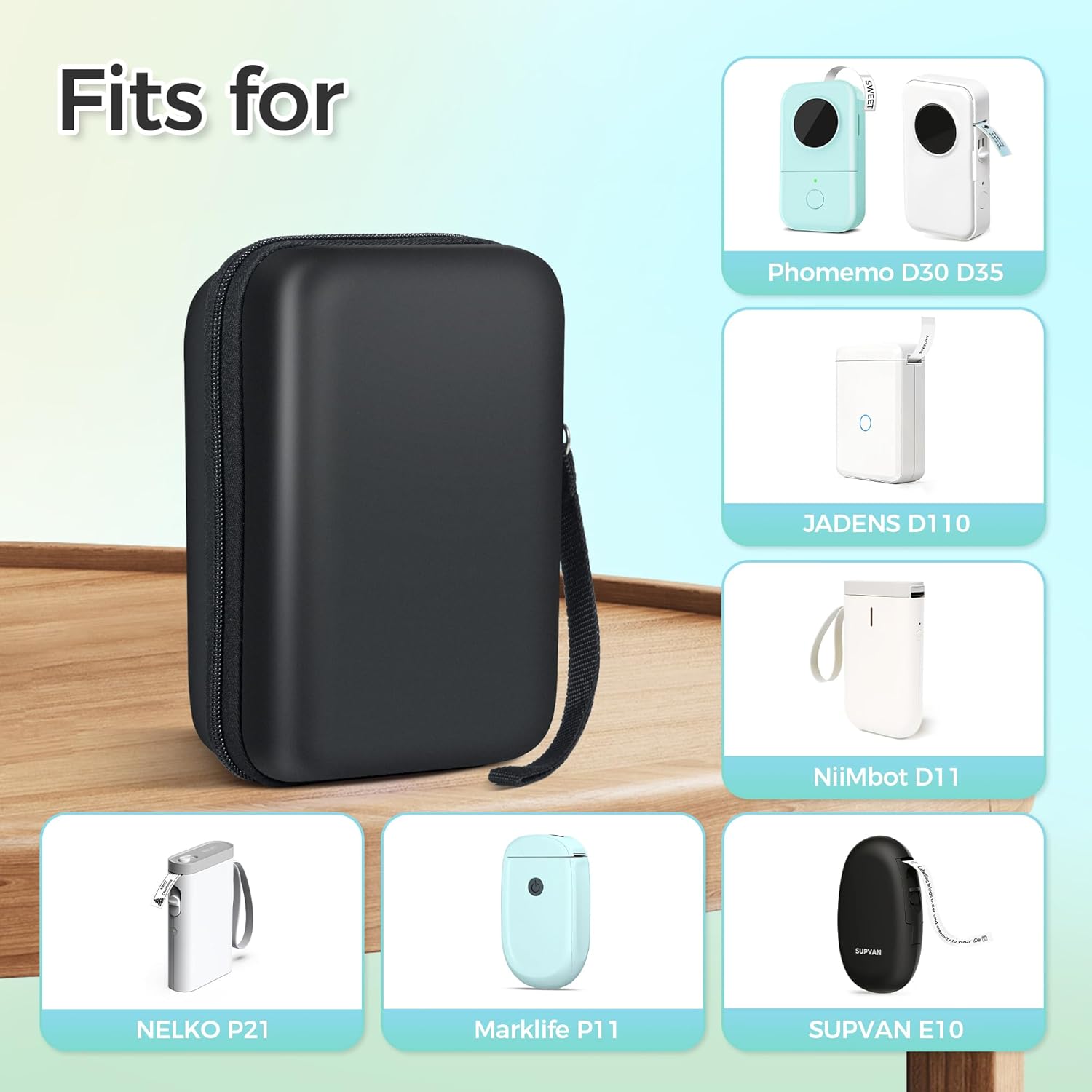 Nelko Genuine Case Compatible P21 Label Maker, Compatible with Most Mini Label Printers, Holder for Labeler Makers Printer & Labeling Tapes, Box with Mesh Pocket for Batteries Accessories (Case Only)