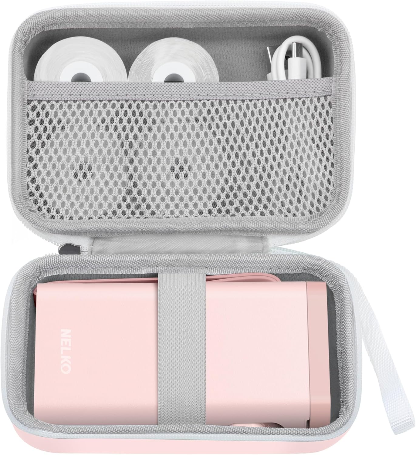 Nelko Genuine Case Compatible P21 Label Maker, Compatible with Most Mini Label Printers, Holder for Labeler Makers Printer & Labeling Tapes, Box with Mesh Pocket for Batteries Accessories (Case Only)