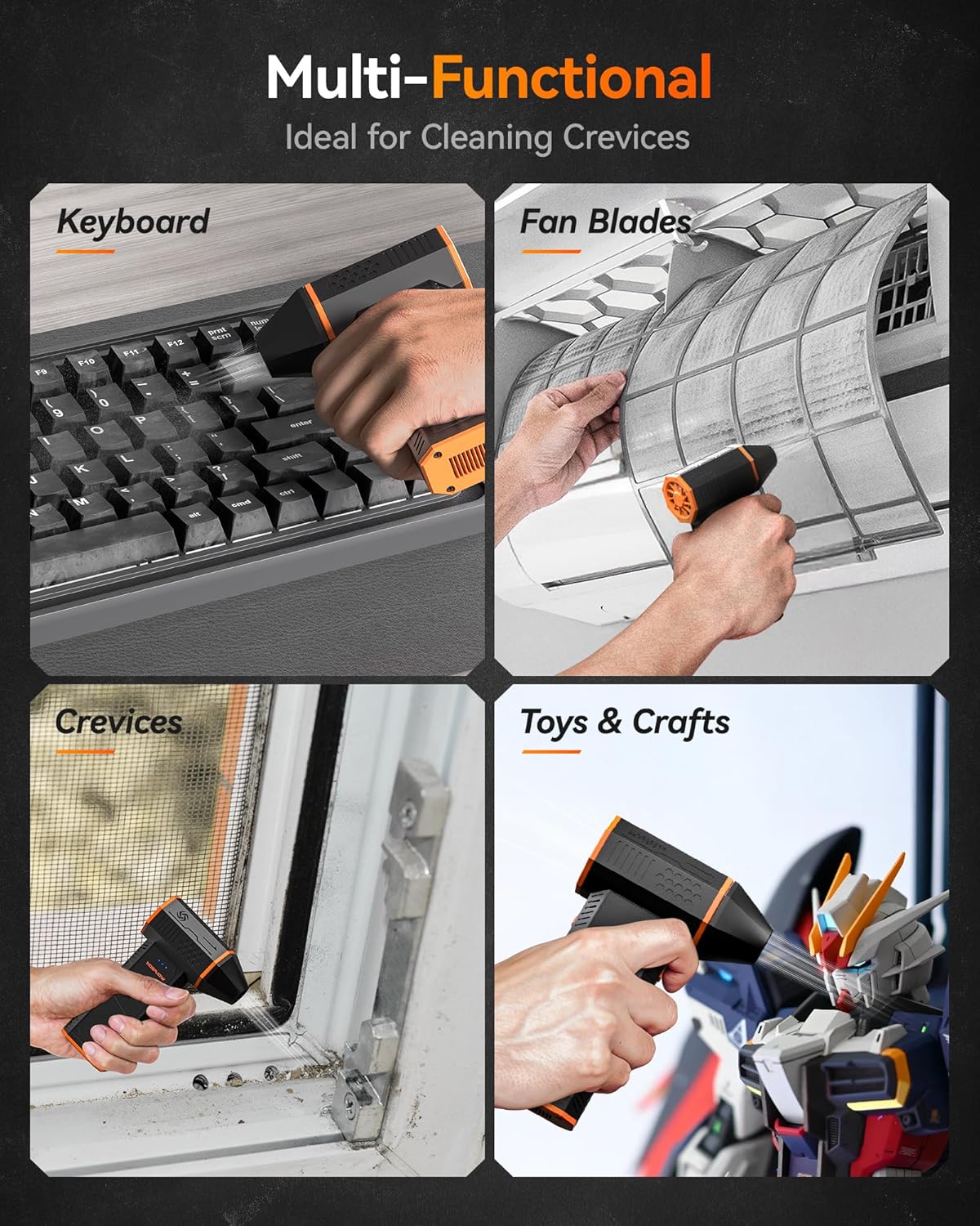 WOLFBOX MF50 Compressed Air Duster-110000RPM Super Power Electric Air Duster, 3-Gear Adjustable Mini Blower with Fast Charging, Dust Blower for Computer, Keyboard, House, Outdoor and Car