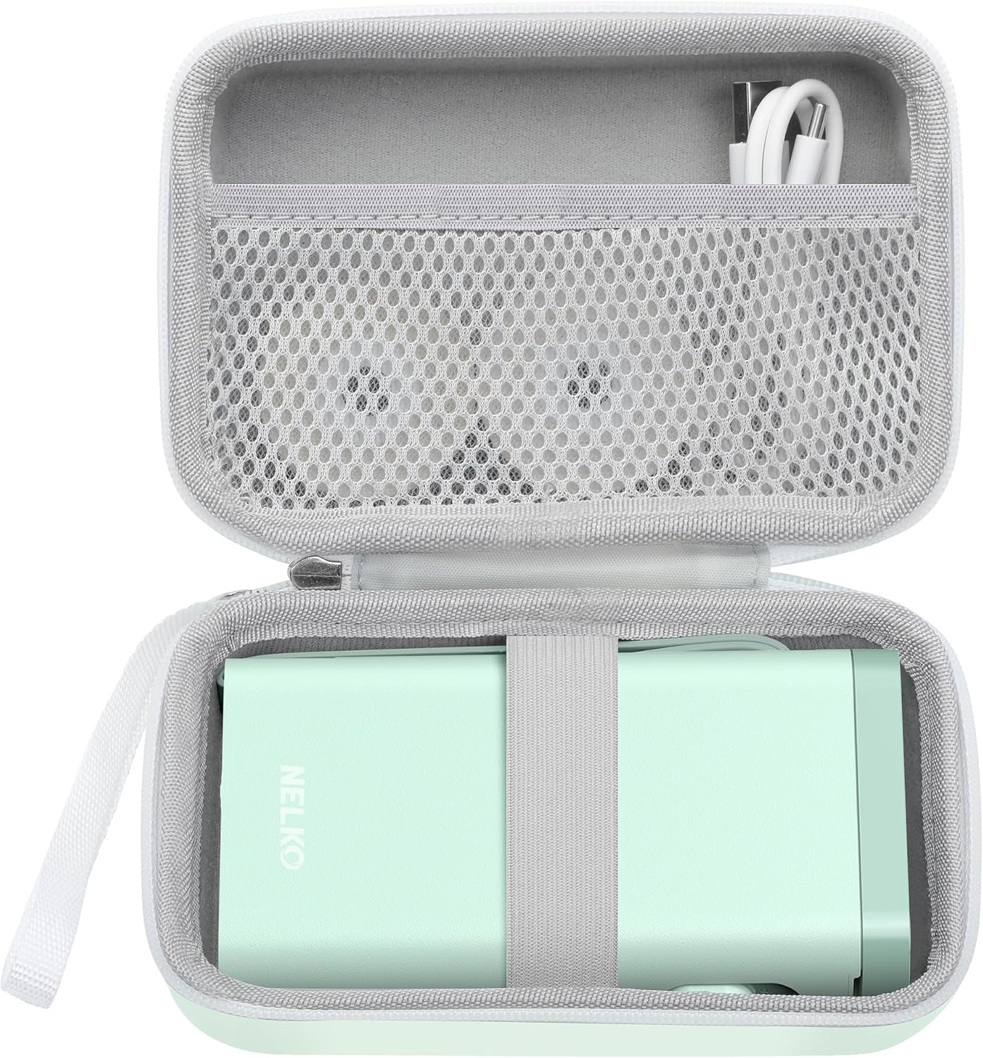 Nelko Genuine Case Compatible P21 Label Maker, Compatible with Most Mini Label Printers, Holder for Labeler Makers Printer & Labeling Tapes, Box with Mesh Pocket for Batteries Accessories (Case Only)