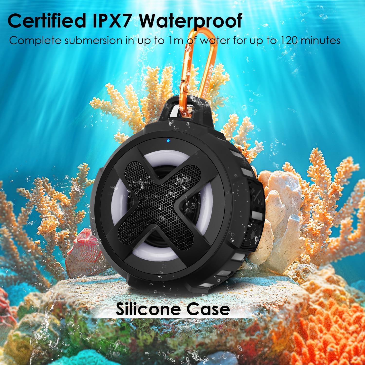 Upgraded, Pro Bike Speaker, with Pro Handlebar Mount, Bluetooth V5.4, IPX7 Waterproof, Silicone Case, Broadcast Navigation,10W Bassup, 15-24H Playtime, Hook, Bicycle, Motorcycle, Bike Accessories