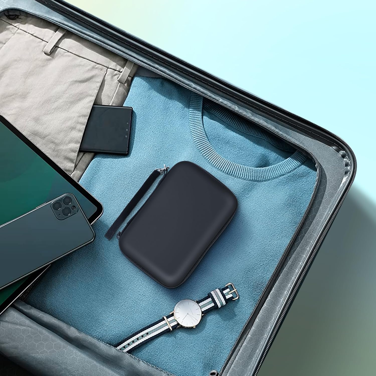 Nelko Genuine Case Compatible P21 Label Maker, Compatible with Most Mini Label Printers, Holder for Labeler Makers Printer & Labeling Tapes, Box with Mesh Pocket for Batteries Accessories (Case Only)